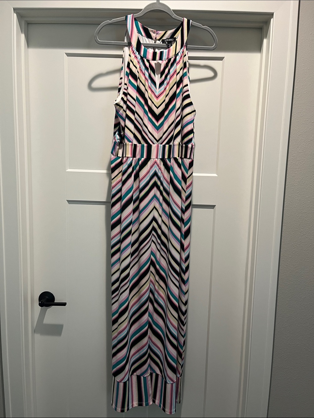 NEW Roz & Ali Striped Chevron Maxi Dress in White, Black, Pink, Teal